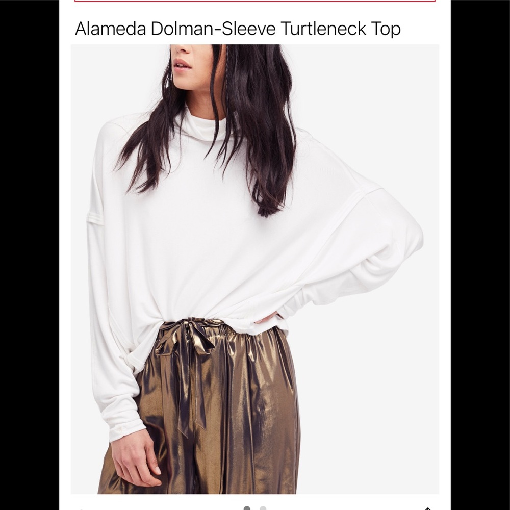 Free People Alameda Dolman-sleeve Turtleneck top in Ecru